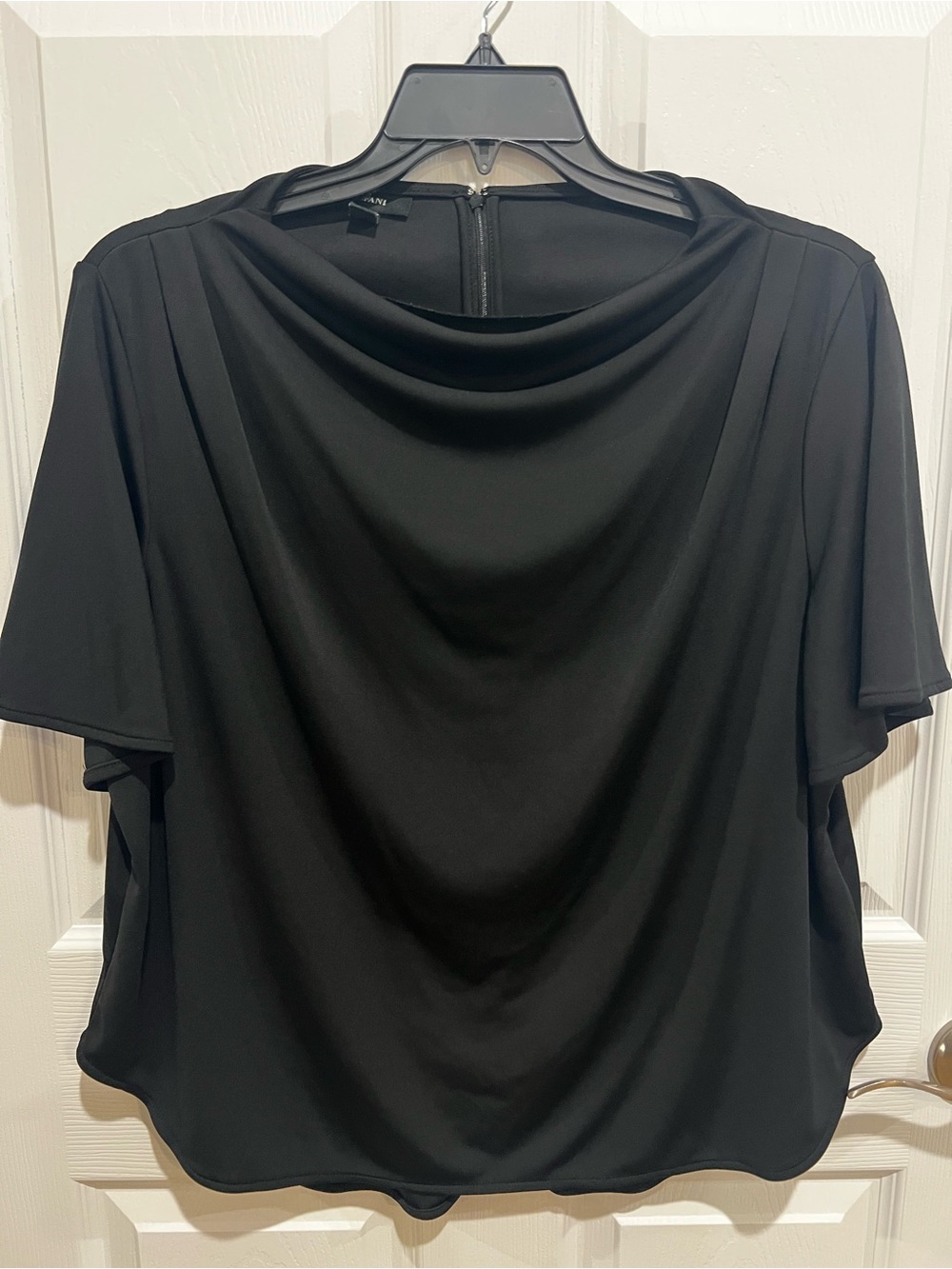 Alfani Black Cowl Neck Flutter Sleeve Blouse